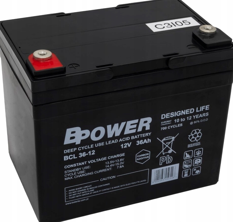 36AH 12V Deep Cycle Maszyny Przemysł Sprzęt Mobilny Elektronika Zasilanie