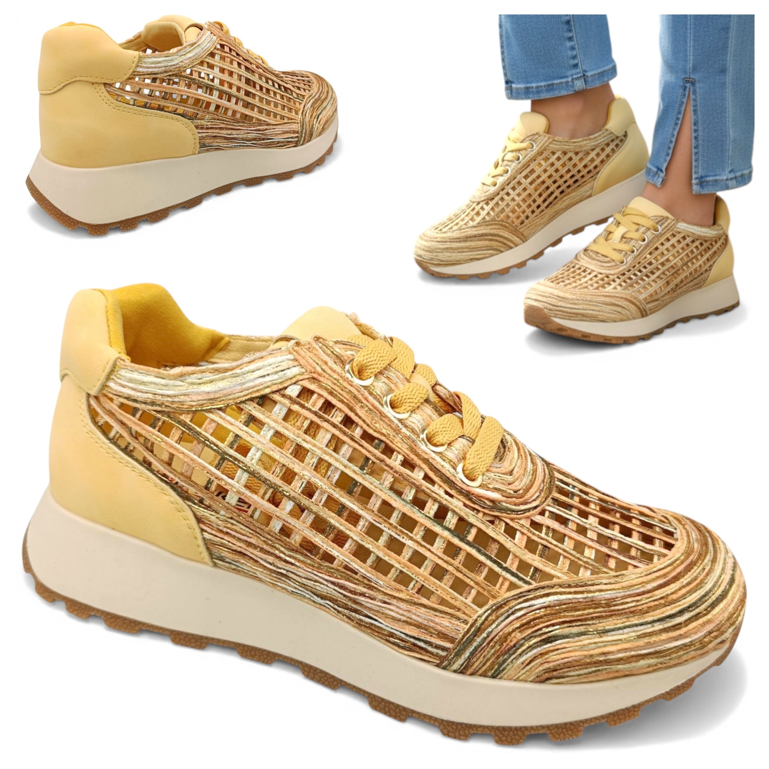 Sneakersy Damskie Sportowe 38 Wiązane Półbuty Ażurowe Platforma Artiker