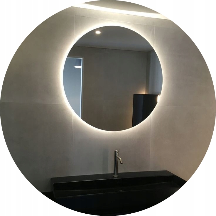 Led Okrúhle Zrkadlo 100 cm Brúsené S Osvetlením bez rámu