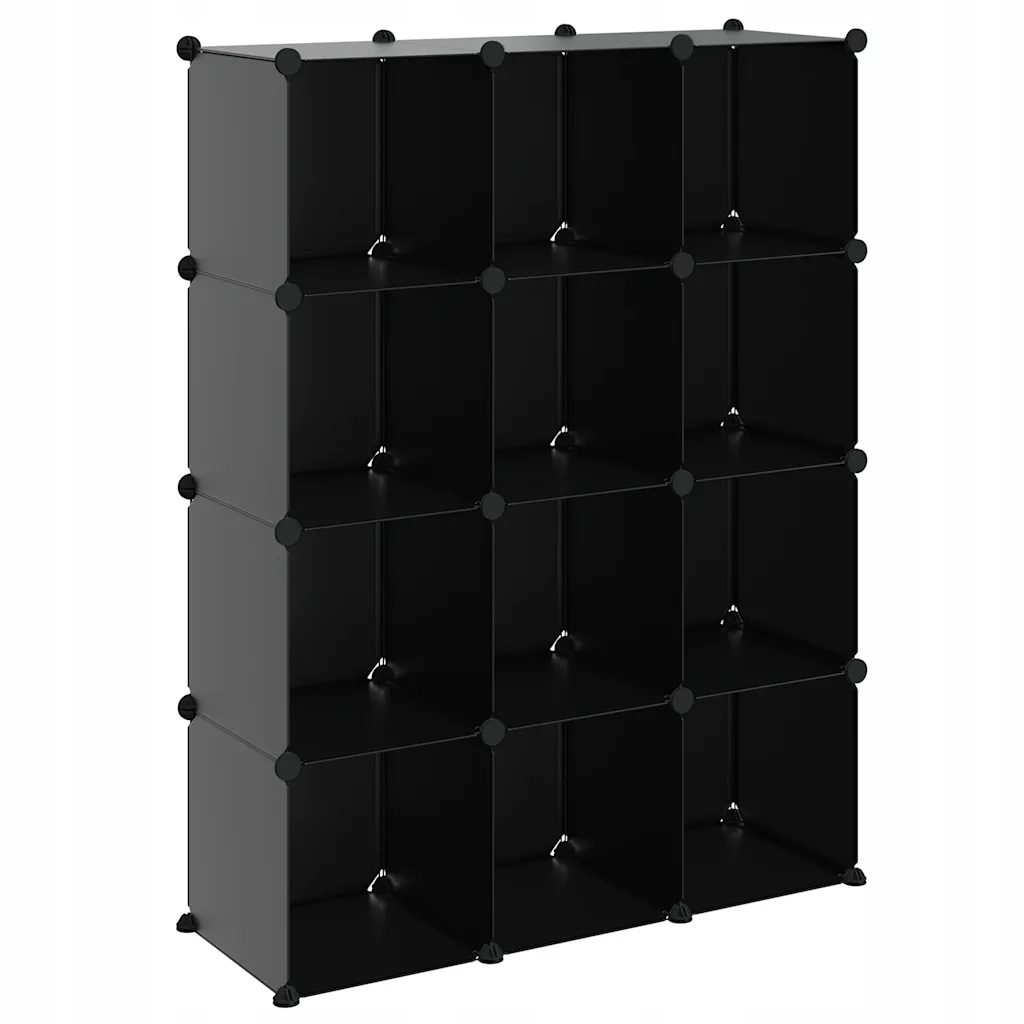 Kostkový regál 12 modulů, černý, 94,5 x 31,5 x 123 cm