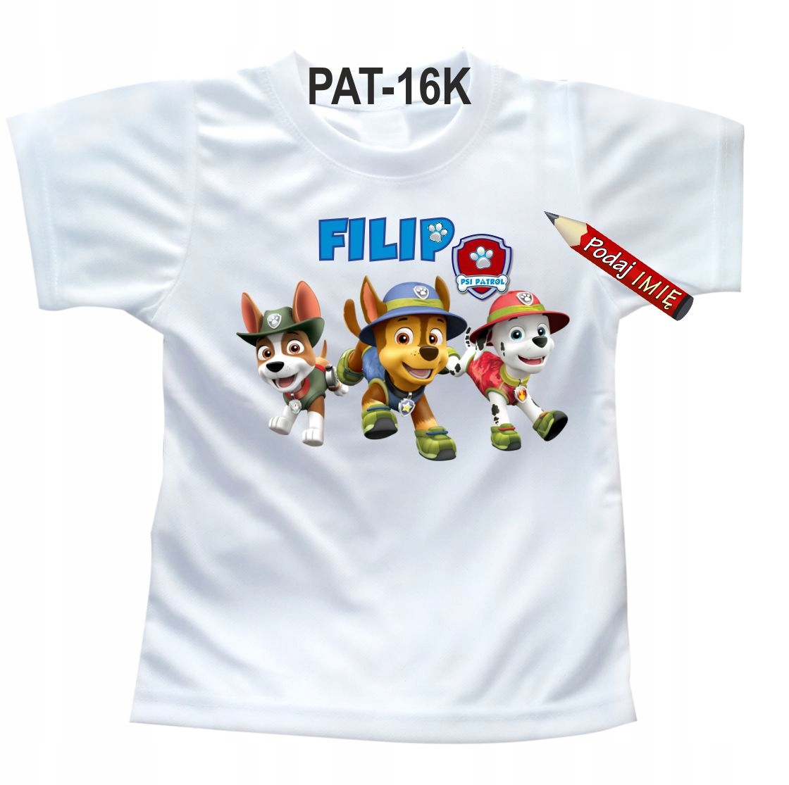 

Koszulka Paw Patrol z imieniem dziecka imię 104 cm