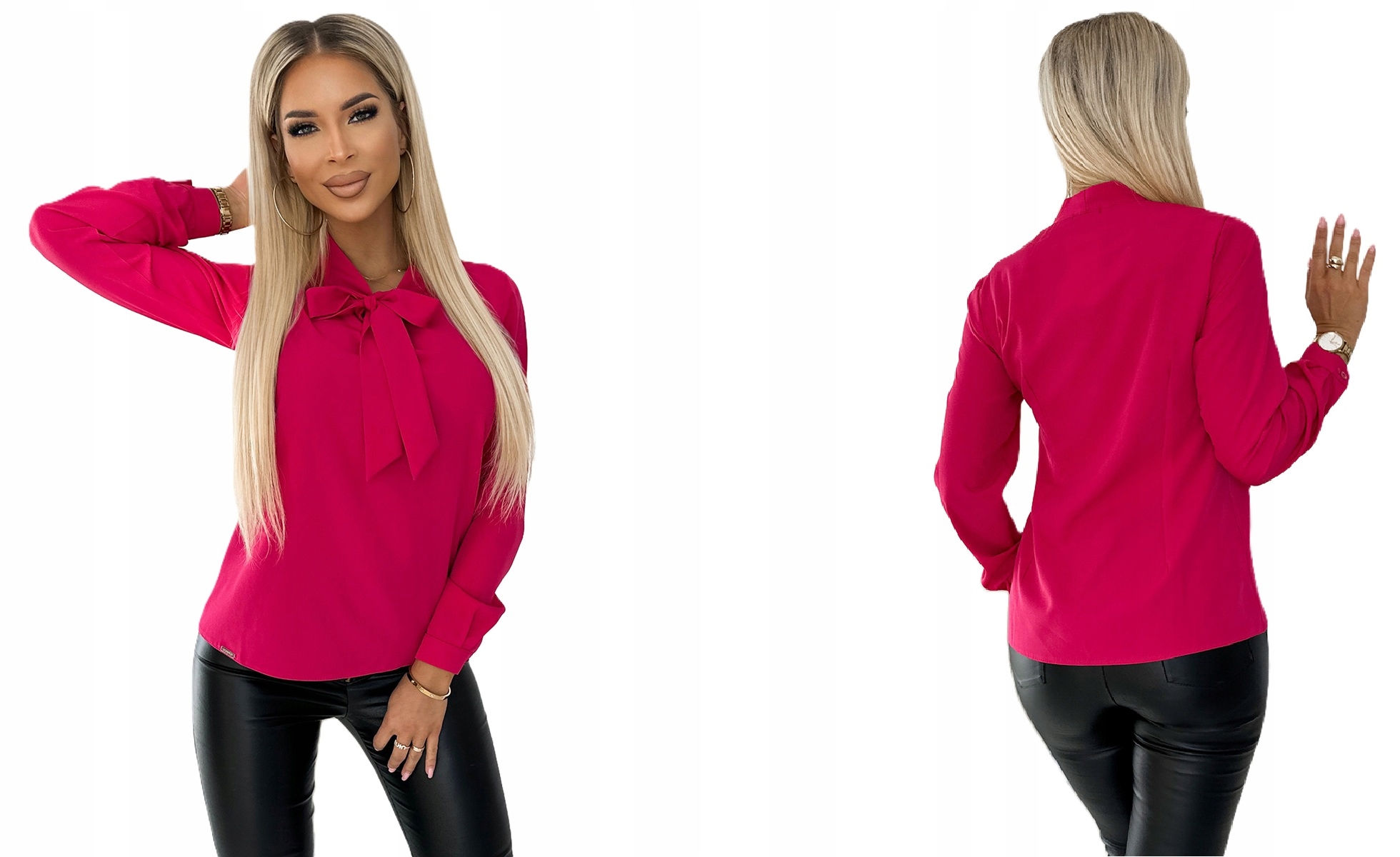 Elegantní Mikina Do Práce Na Schůzku S Vázáním Na Krku Malinová L