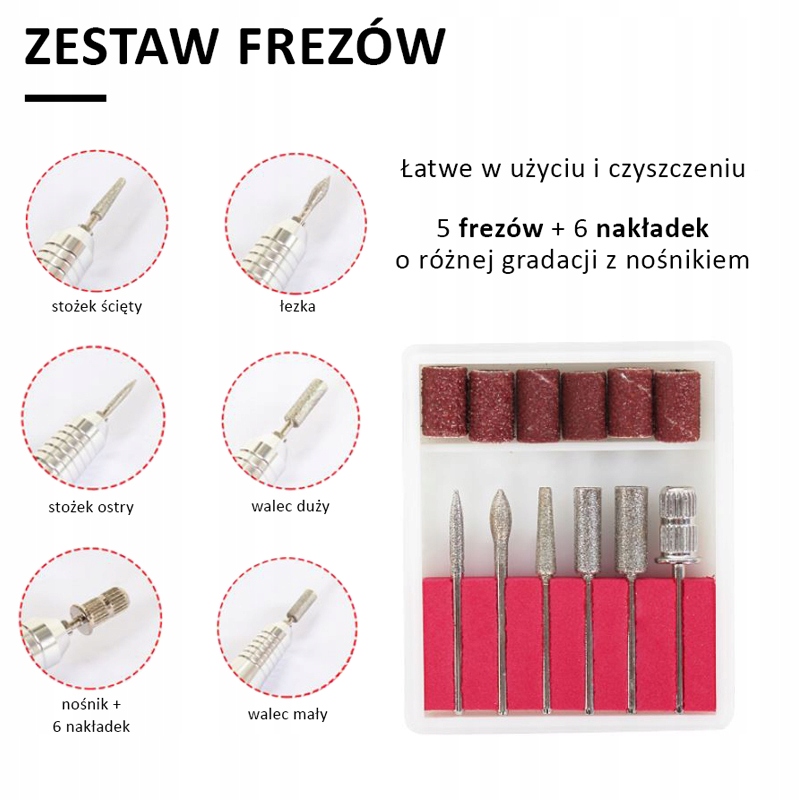 Frezarka Do Paznokci 40W Czerwona DM-208 Hybrydy Model DM-208