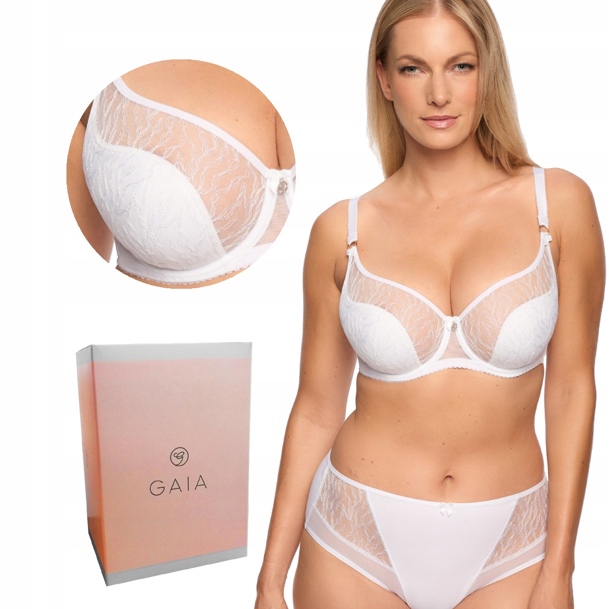 Podprsenka s krajkou Semi-Soft Sabina 1301 polovyztužená bílá 70E