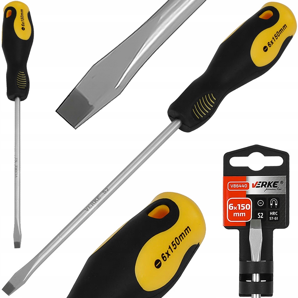 

Wkrętak Płaski Śrubokręt 6x150 mm S2 Verke Premium