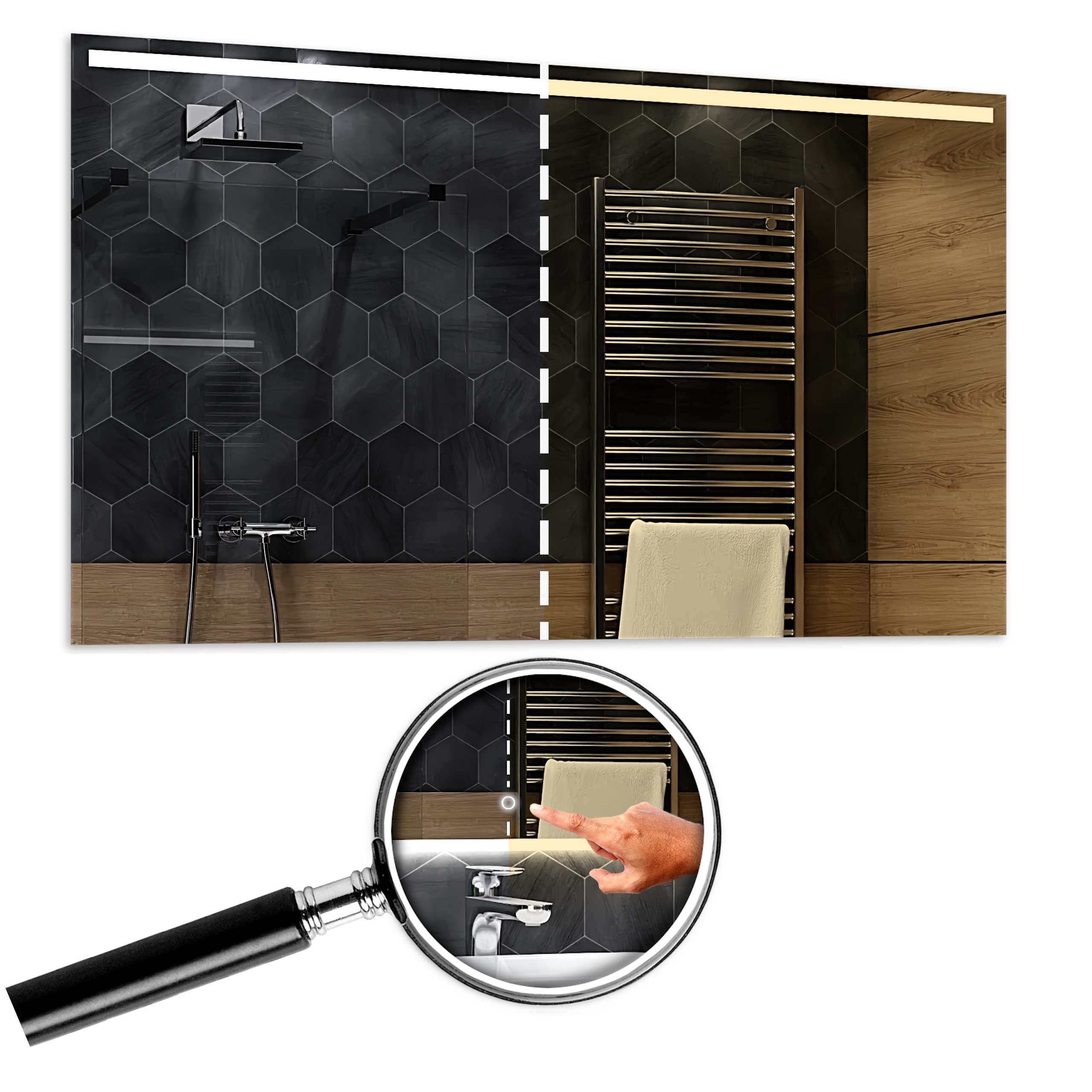 Zrcadlo Giza Dual Led 80x60 cm s dotykovým vypínačem