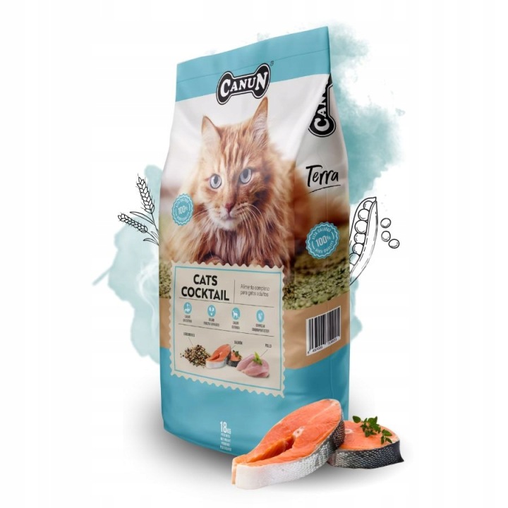 Canun Cats Cocktail krmivo pro kočky Kuře s Lososem a vitamíny 18 kg