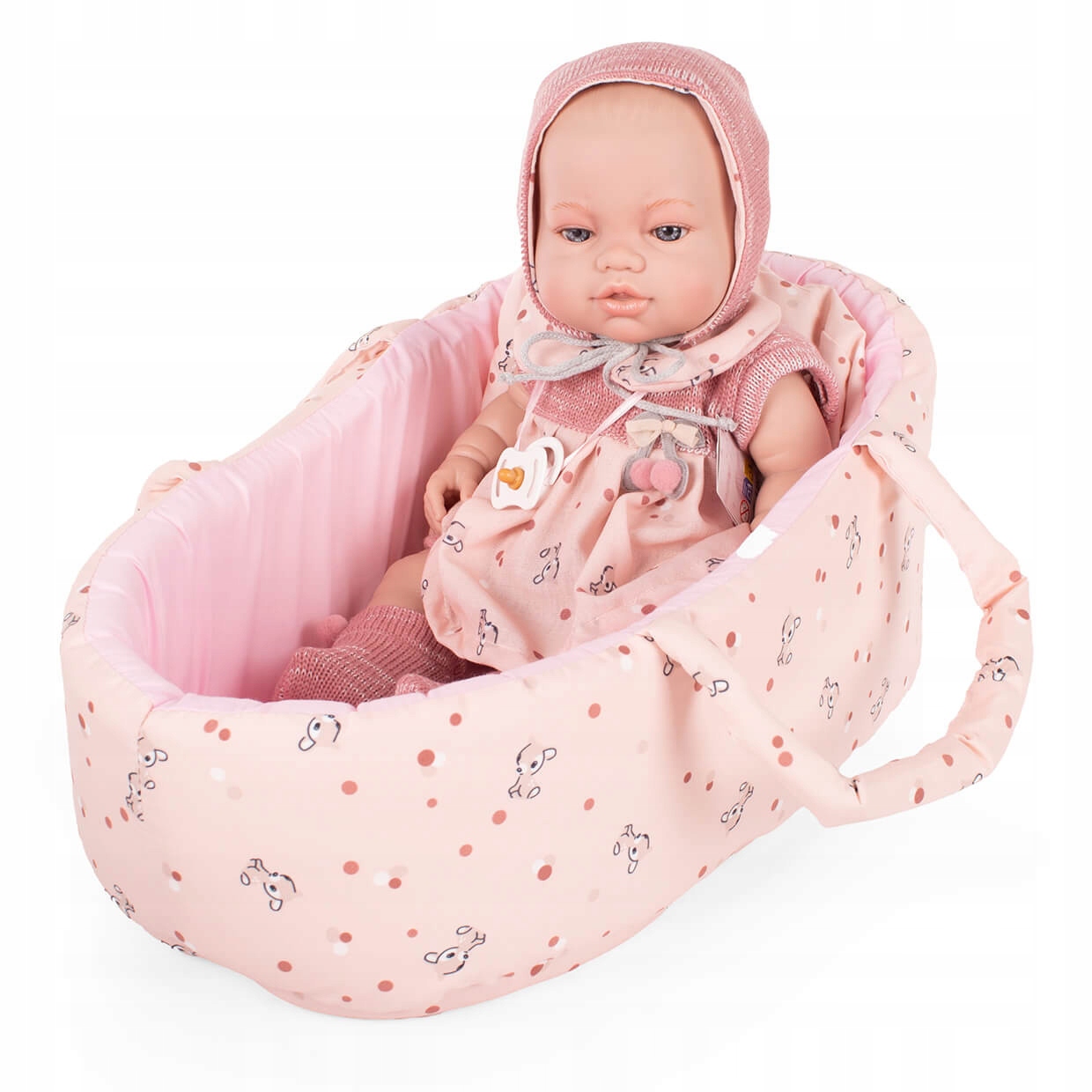Lalka Hiszpańska Bobas W Nosidełku Ze Smoczkiem 38 CM Oryginalna