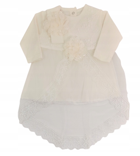 

Cudna Elegancka Sukienka Tiul Chrzest Opaska 80