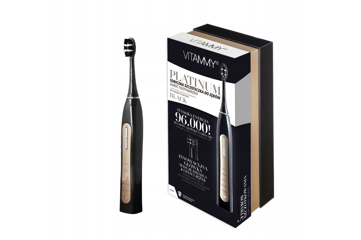 Szczoteczka soniczna do zębów Vitammy Platinum akumulatorowa czarna
