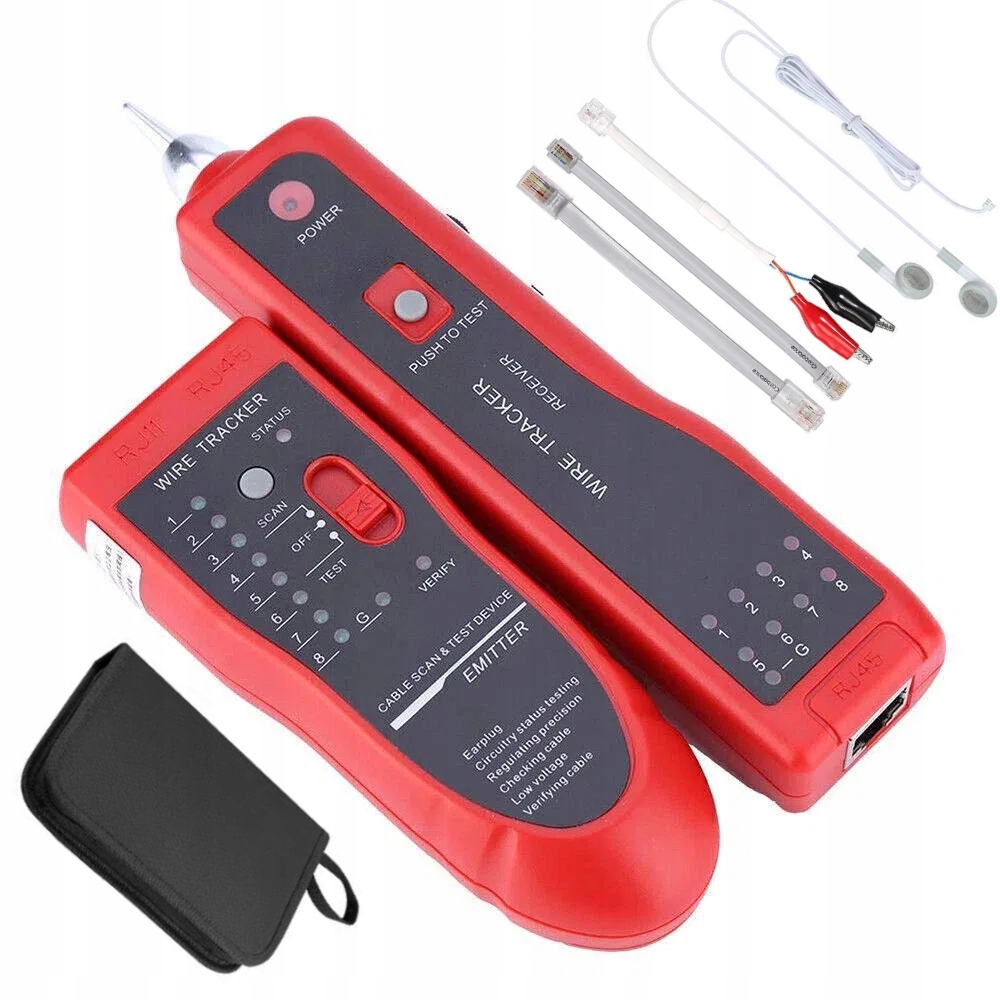 MIERNIK TESTER SZUKACZ PAR PRZEWODÓW RJ45 RJ11 LAN ZESTAW