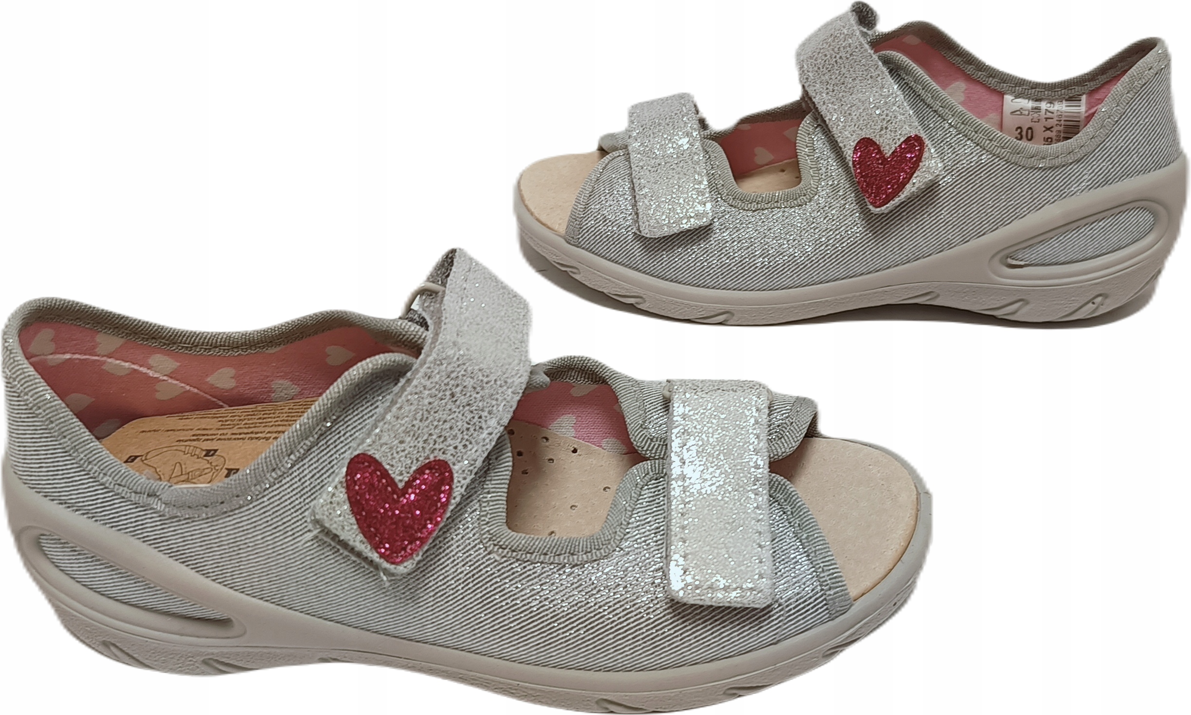 Papuče detské sandále BEFADO 065x179 sivá ružová srdiečko r.27