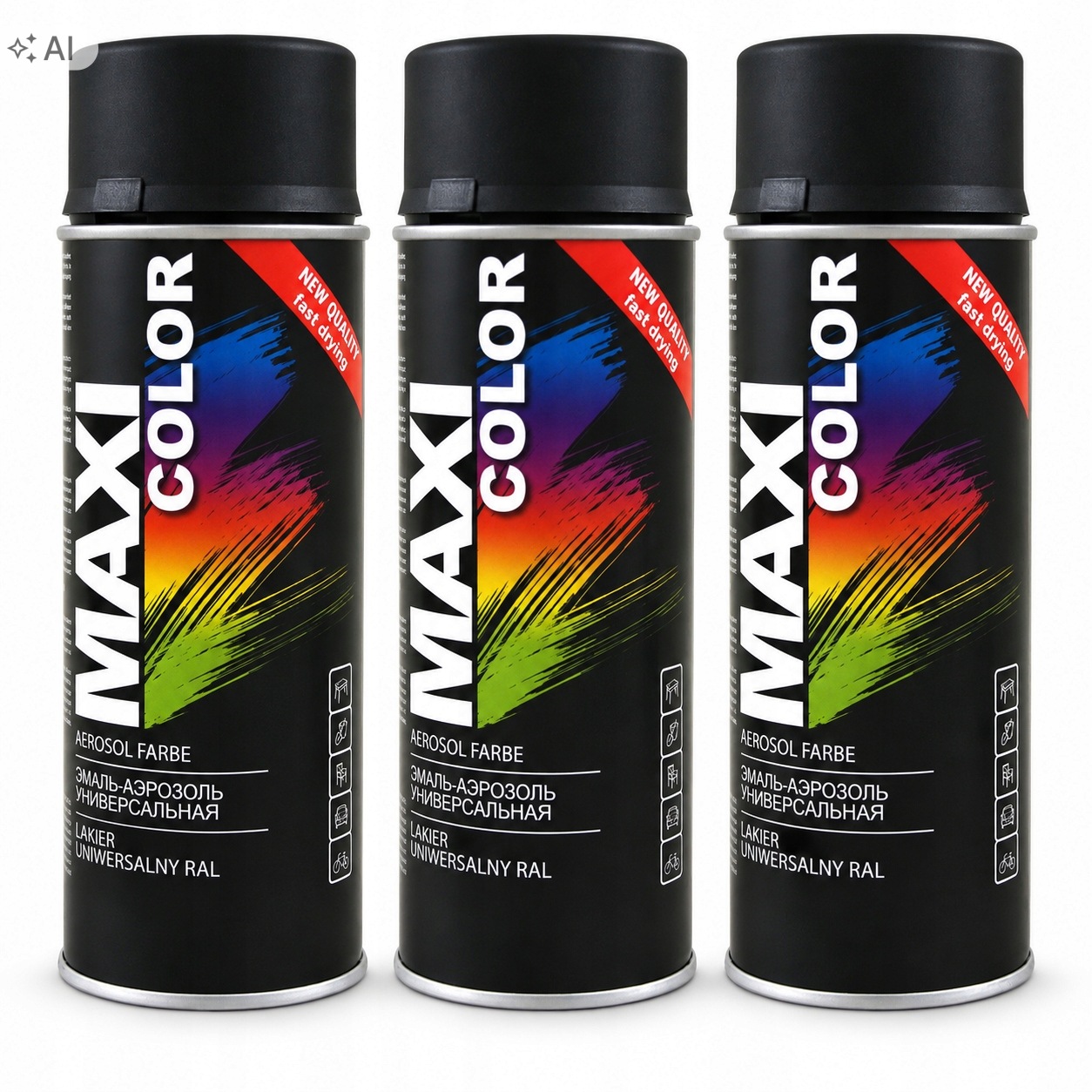 Lakier Maxi Color Ral 9005 czarny mat spray 3x400 ml