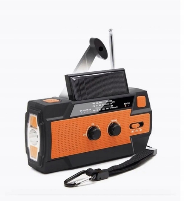 Przenośne radio solarne korbka alarm awaryjne latarka 4000 mAh