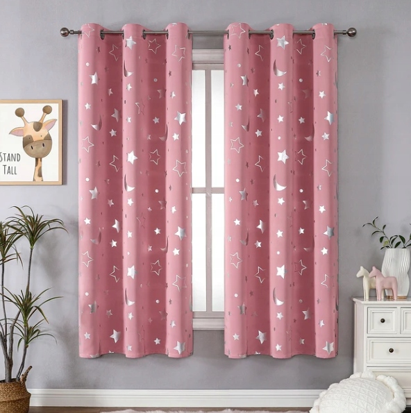 ZASŁONY FIRANY KOMPLET 2 SZT GWIAZDY GWIAZDKI 100X160 CM różowa Marka inna marka