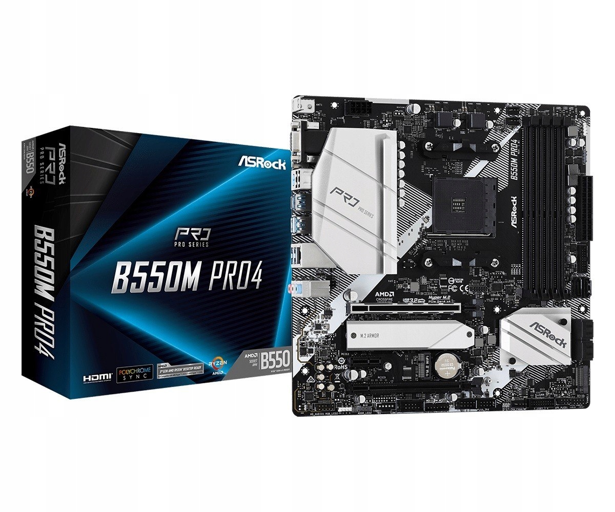 Základní deska B550M Pro4 AM4 4DDR4 Hdmi/dp/d-sub M.2 mATX