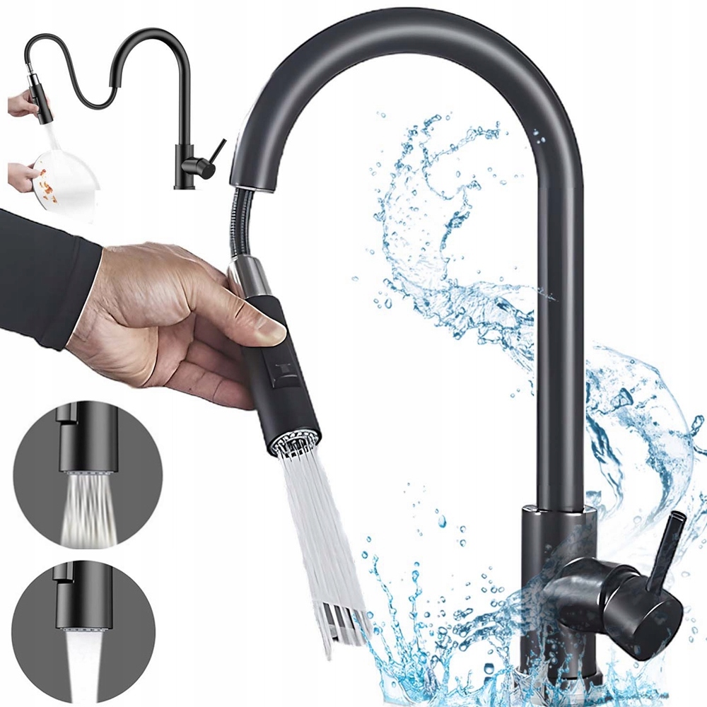 Kuchyňská Dřezová Baterie Flexibilní Ramínko 360° Otočný 2 Režimy