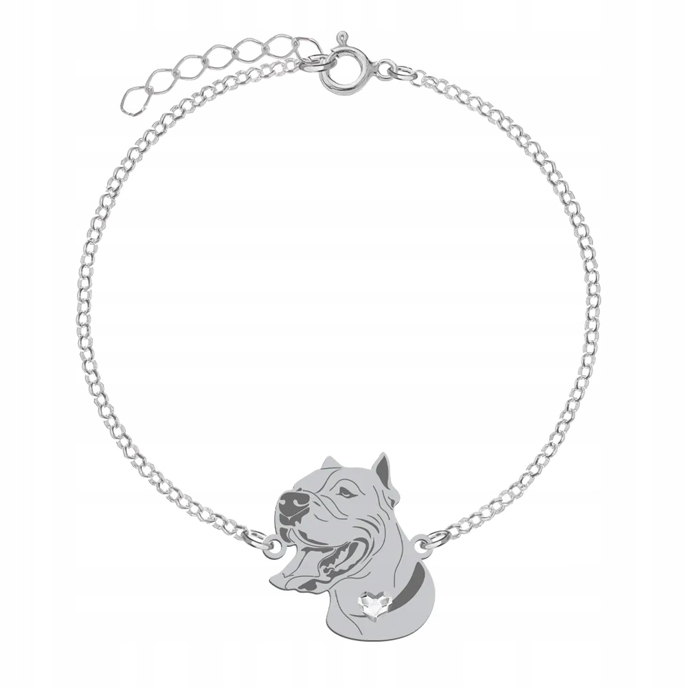 Stříbrný náramek s argentinským psem 925 Šperky Žena Gravírování Bonus