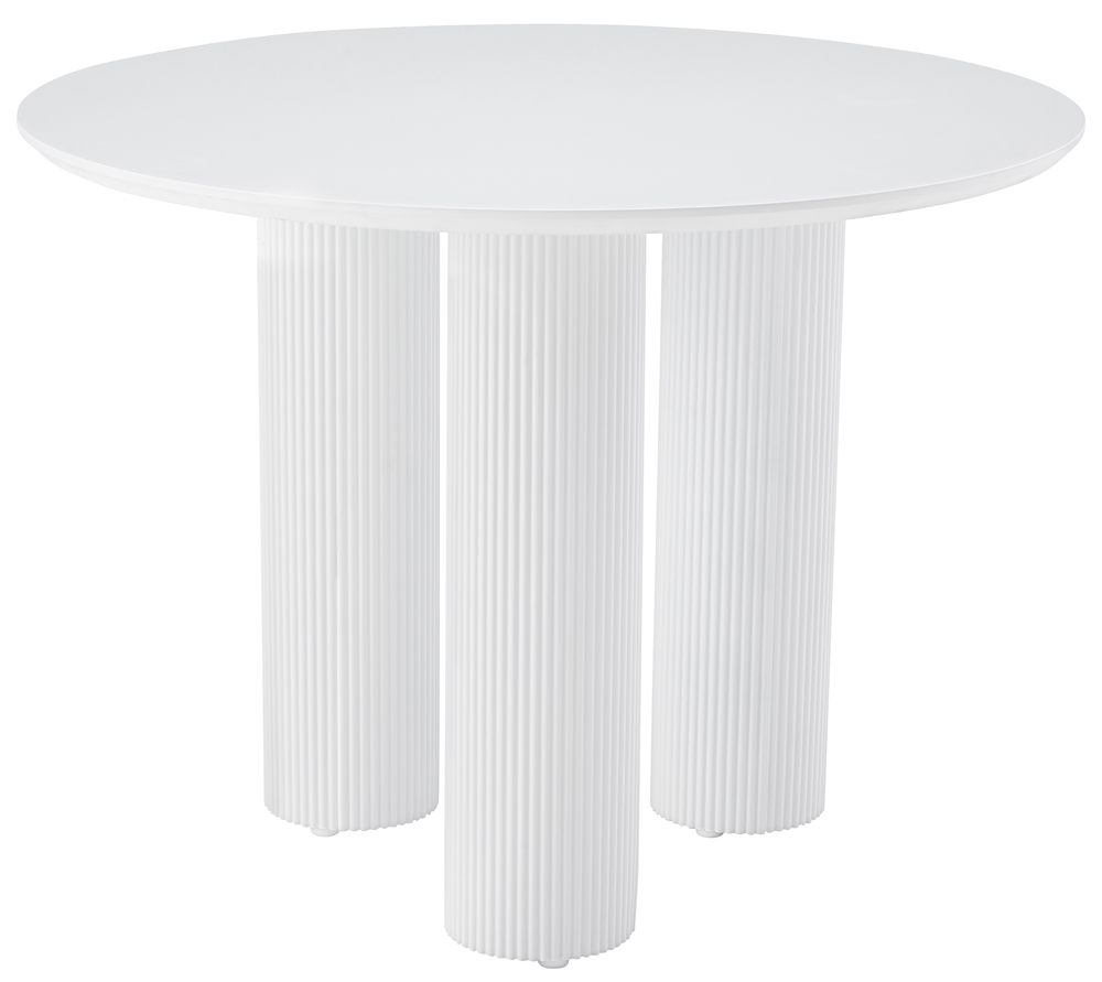 Jídelní stůl kulatý Fascons 100 cm, bílé lamely