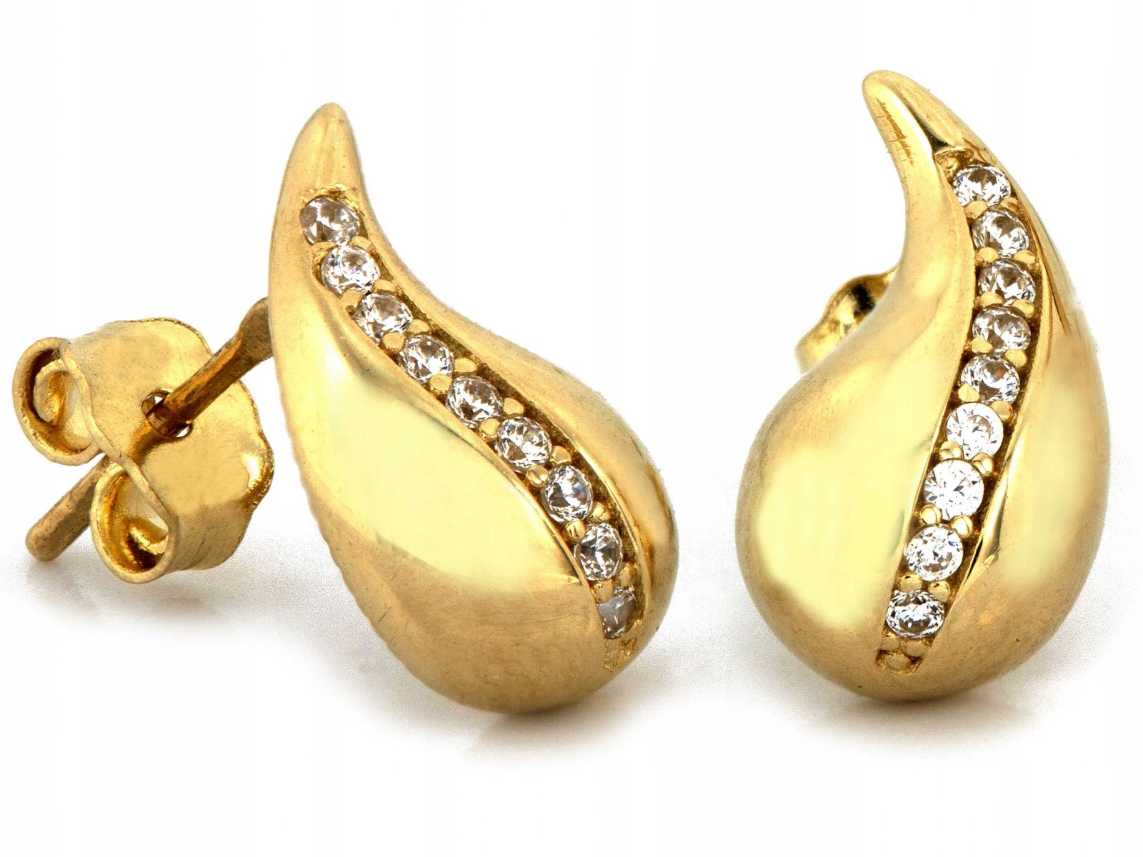 Náušnice zlaté 585 14k s zirkony 1.94g, elegantní tyčinky jako dárek