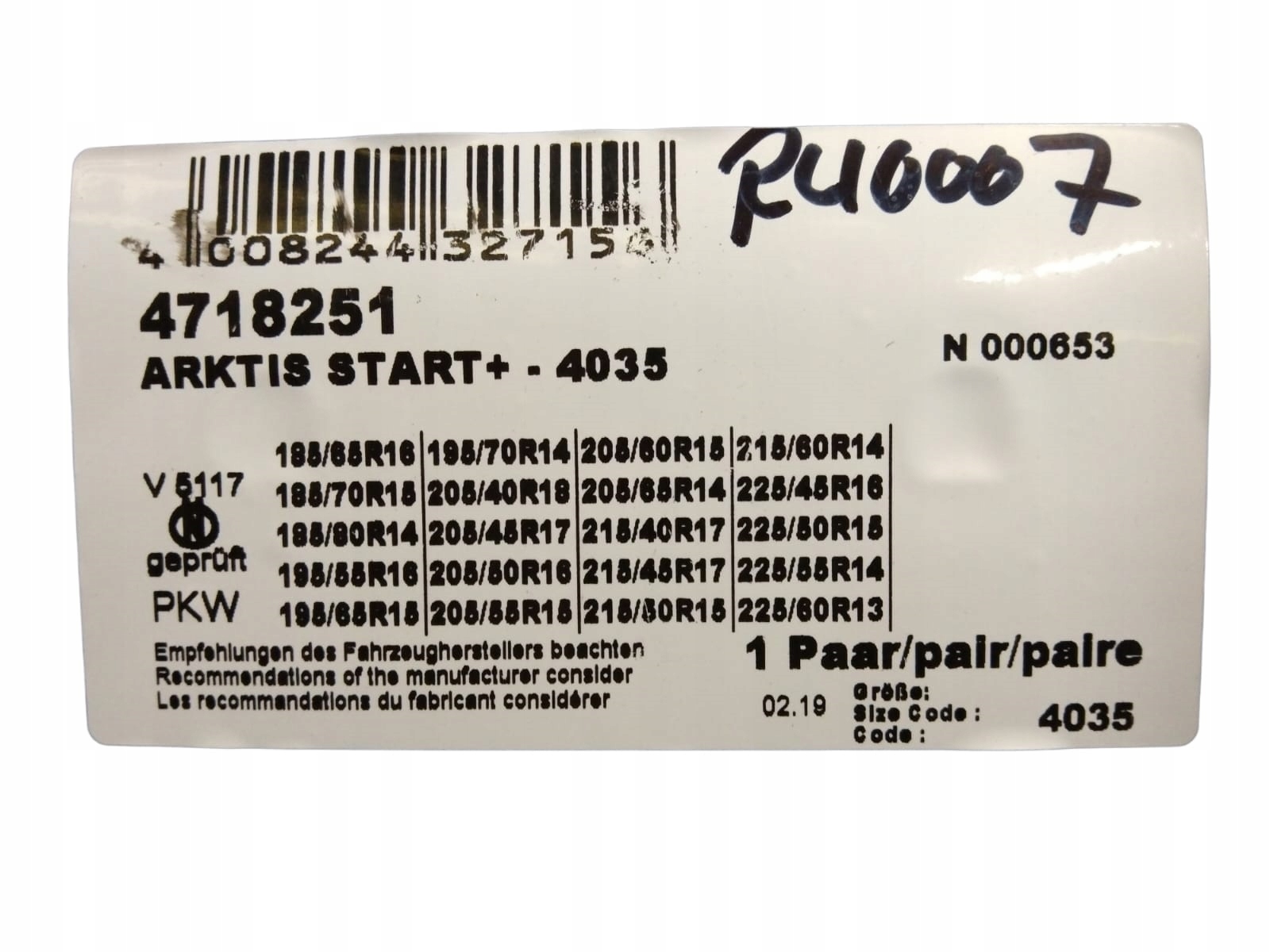 Łańcuchy śniegowe RUD ARKTIS START+ 4035 9 mm KPL. Kod producenta 4035