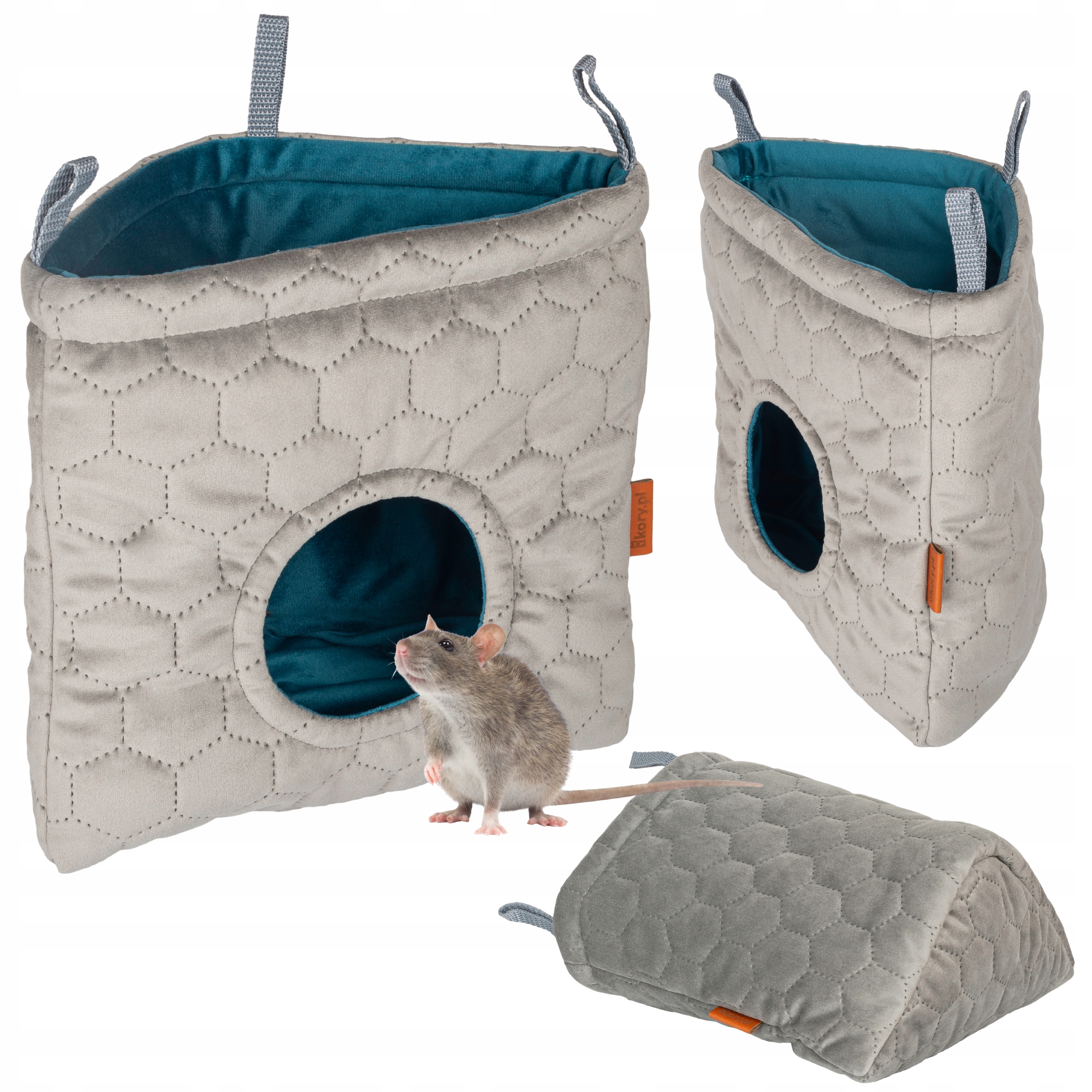 Pásek Pro Králíka Rohový Šedý Prasátko Činčily Látkový 23x17 cm