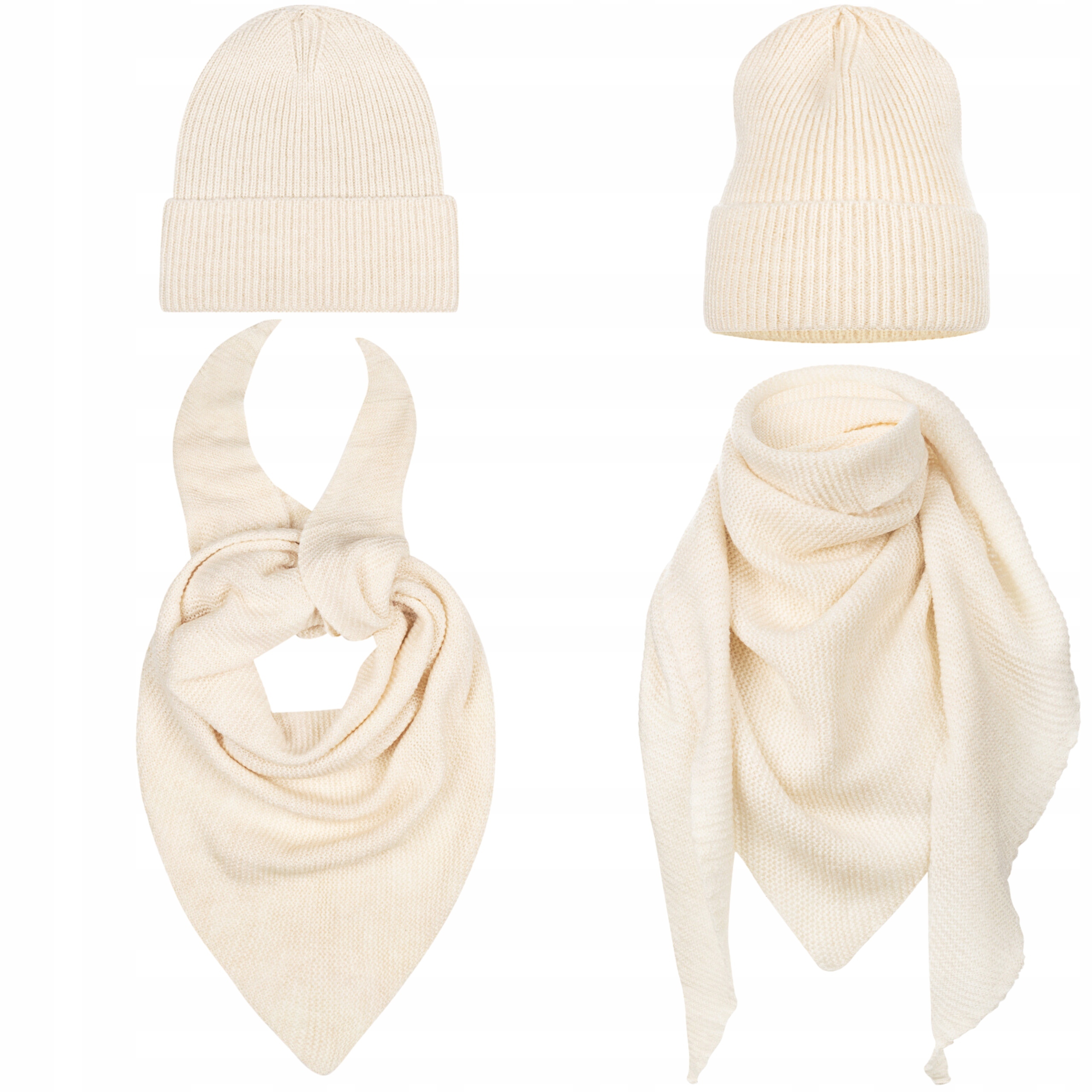 Dámský Komplet Béžová Čepice Beanie Zimní Šátek Podzimní Teplá