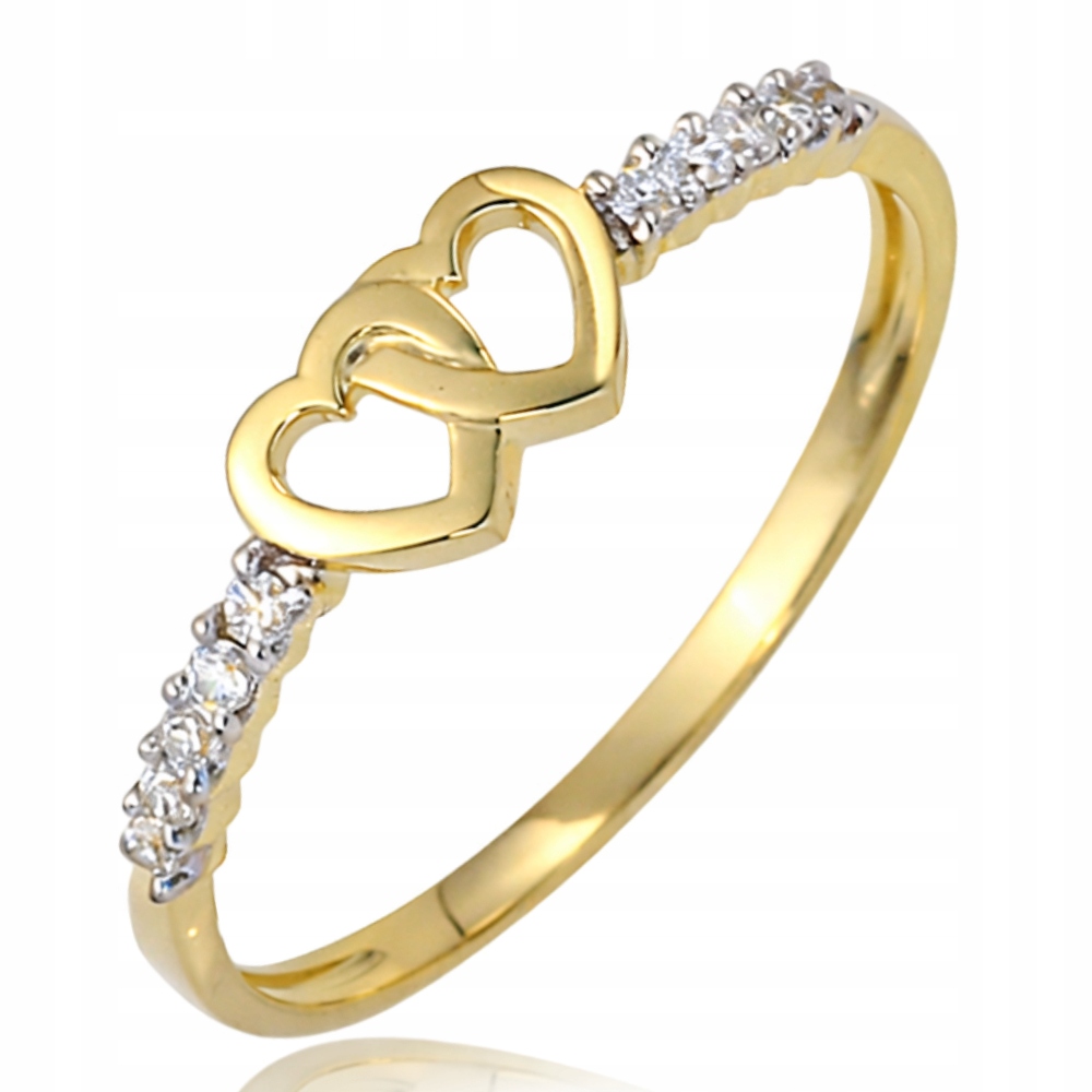 Zlatý Prstýnek 585 s Bílou Zirkonií Srdce Gravírování Bonus r7