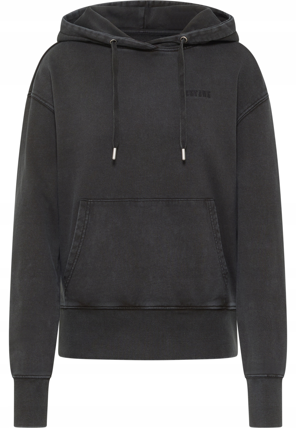 Mustang dámská mikina s kapucí oversize, černá, tmavě šedá, velikost S