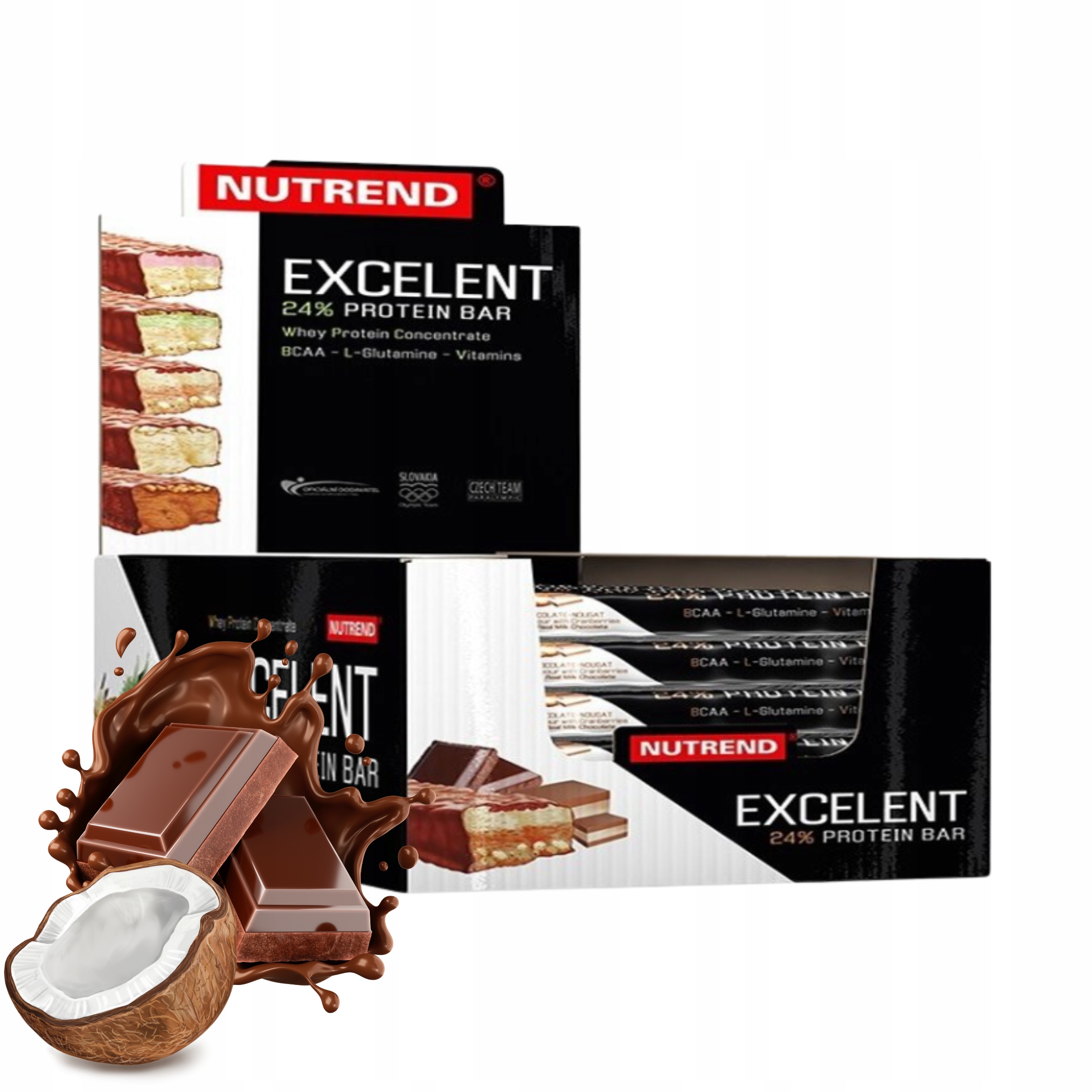 Proteinová Tyčinka Excelent 18x85g Kokos Čokoláda Proteinová tyčinka Nutrend