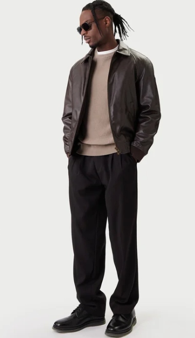 Hnědá bunda z imitace kůže Regular Fit Guess M