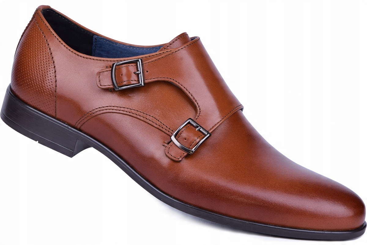 

Eleganckie buty męskie wizytowe skórzane monki 44