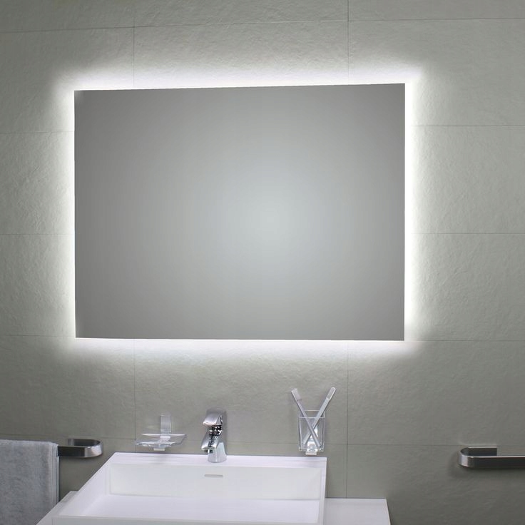 Kúpeľňové Zrkadlo Led 100 x 60 cm Podsvietené Led Obdĺžnikové Zrkadlo Cob