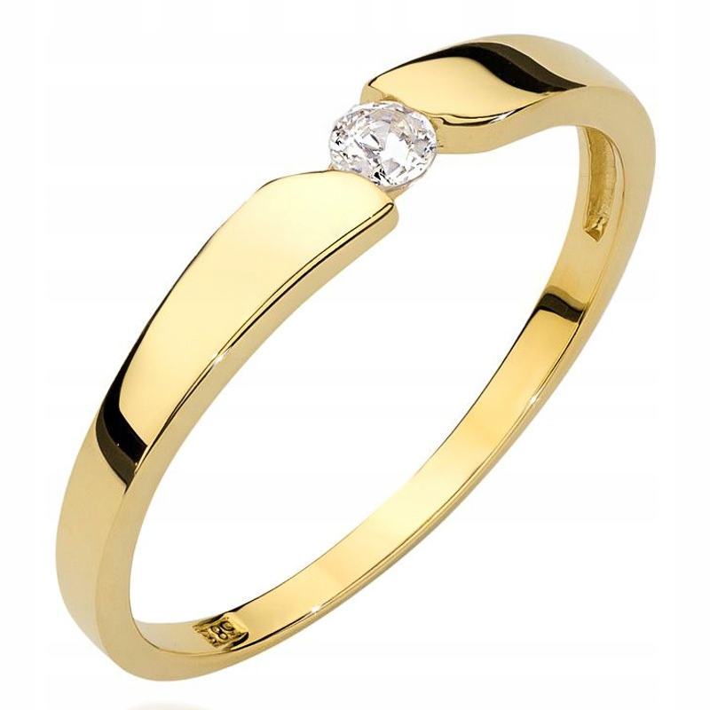 Złoty Pierścionek pr. 585 z Brylantem 0,08ct 14k