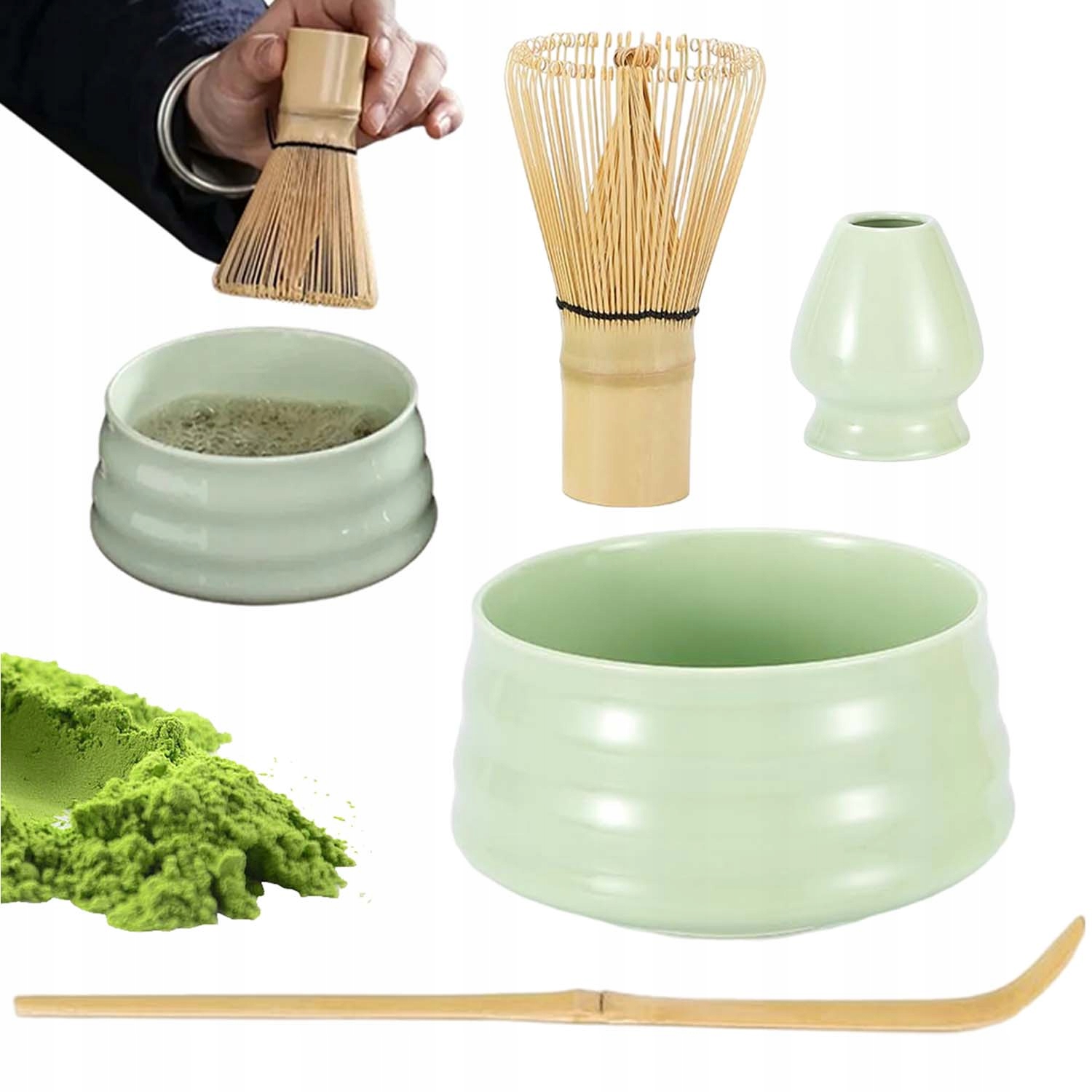 Levně Sada Tradiční Startovací Matcha 4 Ks Bambusová Šlehací Metla Pro Dárky
