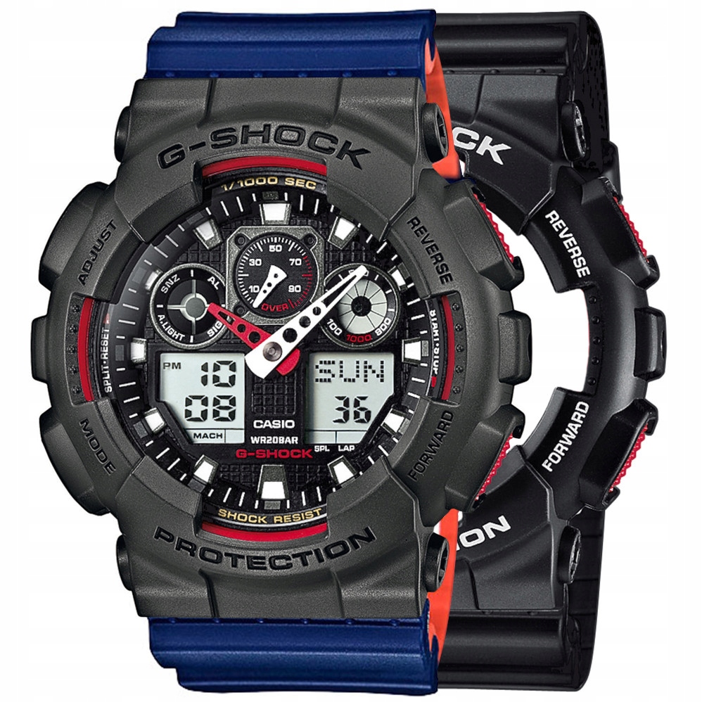 Sada G-shock GA-100-1A4ER Šedá Modrá