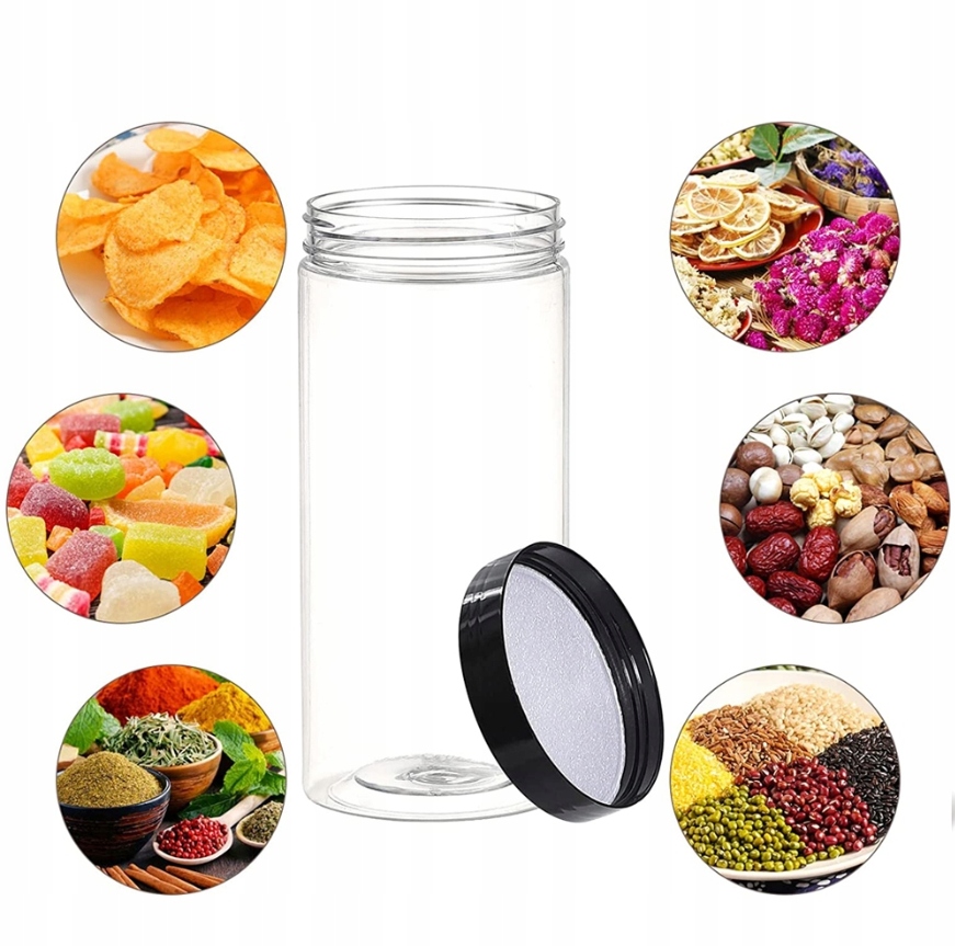 12SZT PLASTIKOWY SŁOIK 1500ml POJEMNIK NA MAKARON Kod producenta Słoiki plastikowe 1,5L 1500ml zakrętki czarne