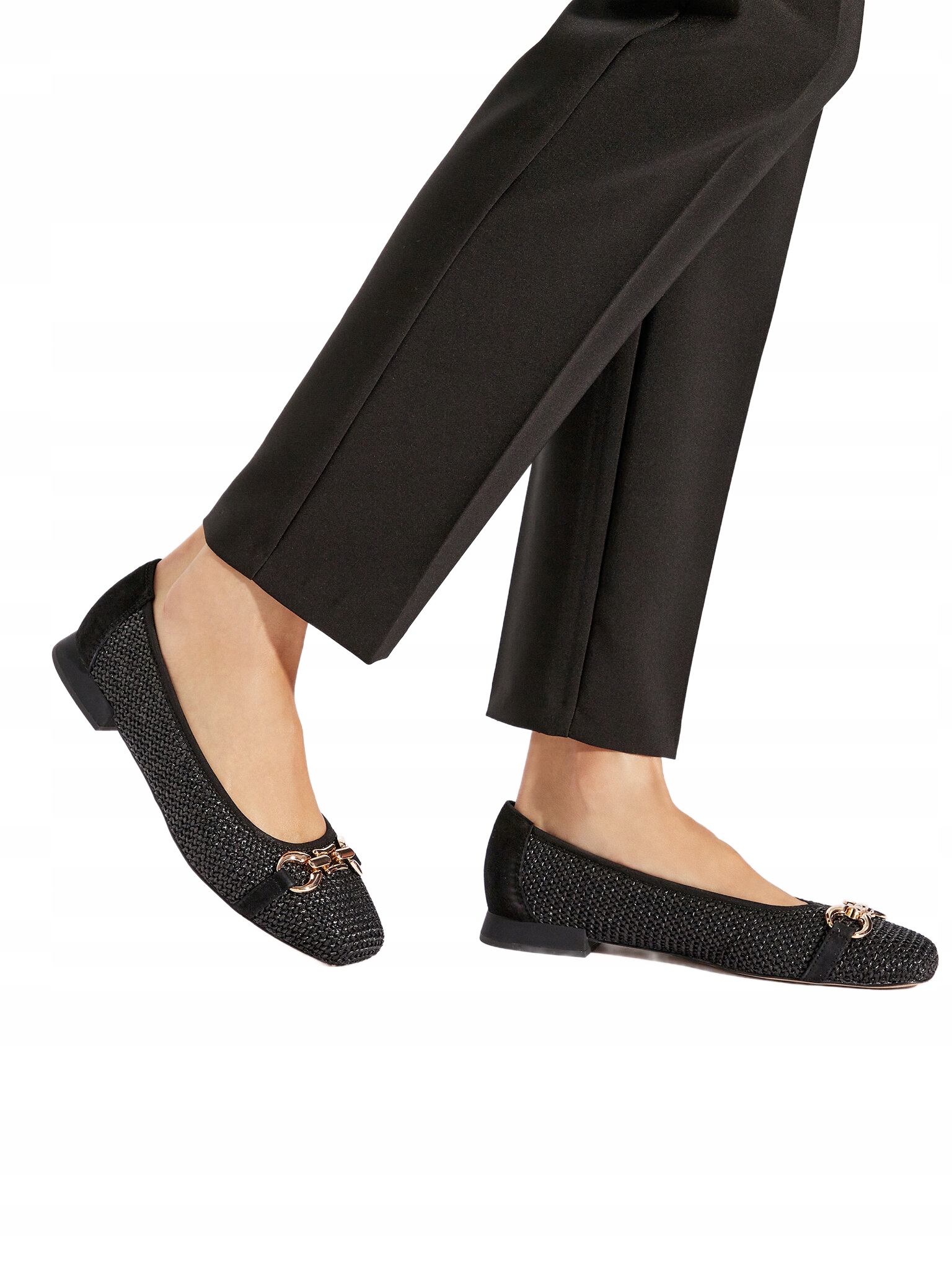 Caprice Černé Baleríny S Pleteným Vzorem A Zlatou Ozdobou 38 6CA