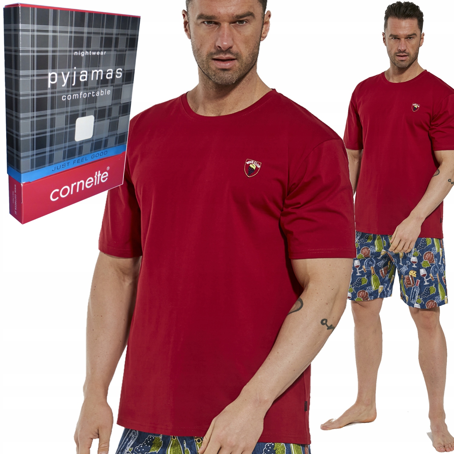 CORNETTE piżama męska 326/145 WINE bordo