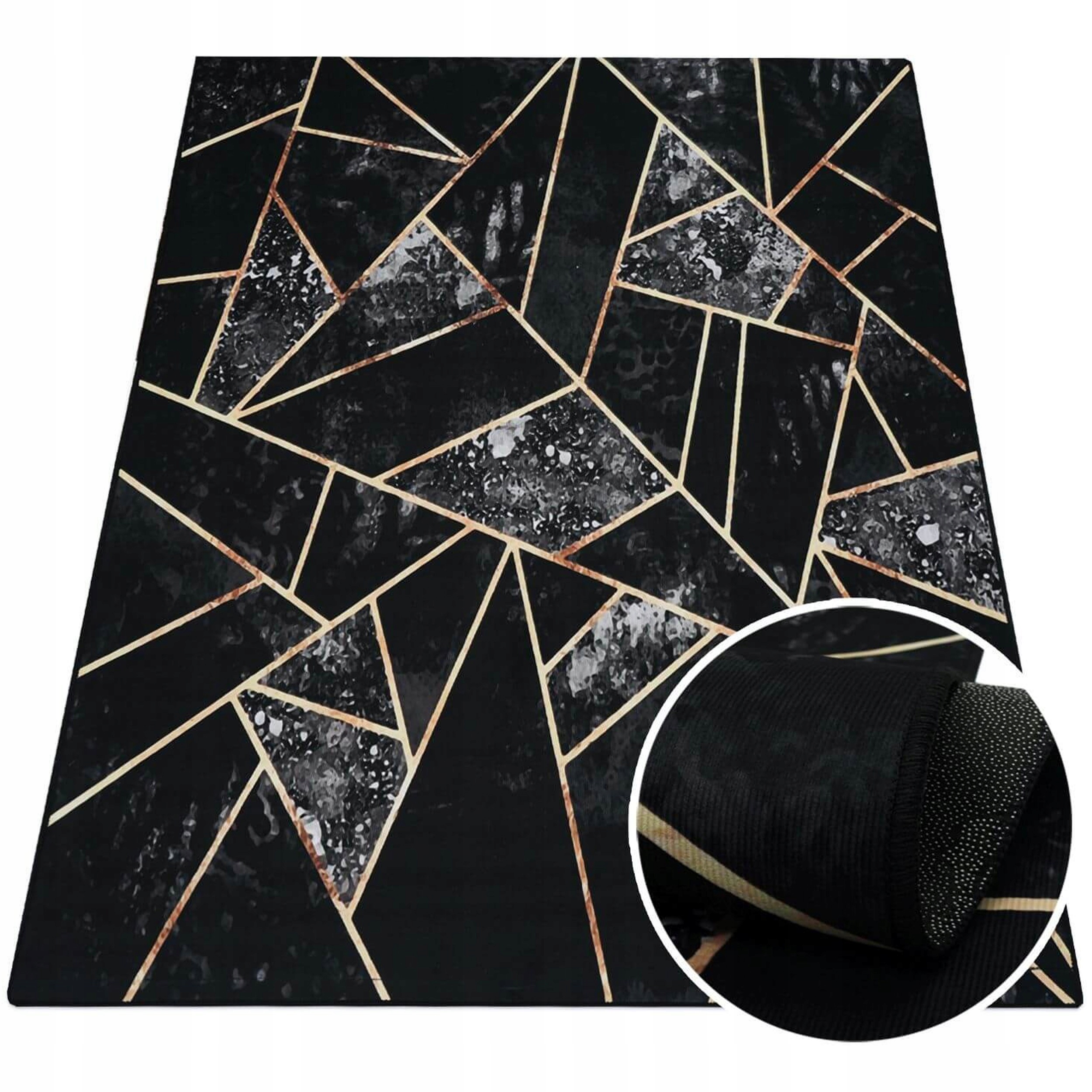 Koberec Do Obývačky Protišmykový Moderný Loft Módny 160X220 Čierny