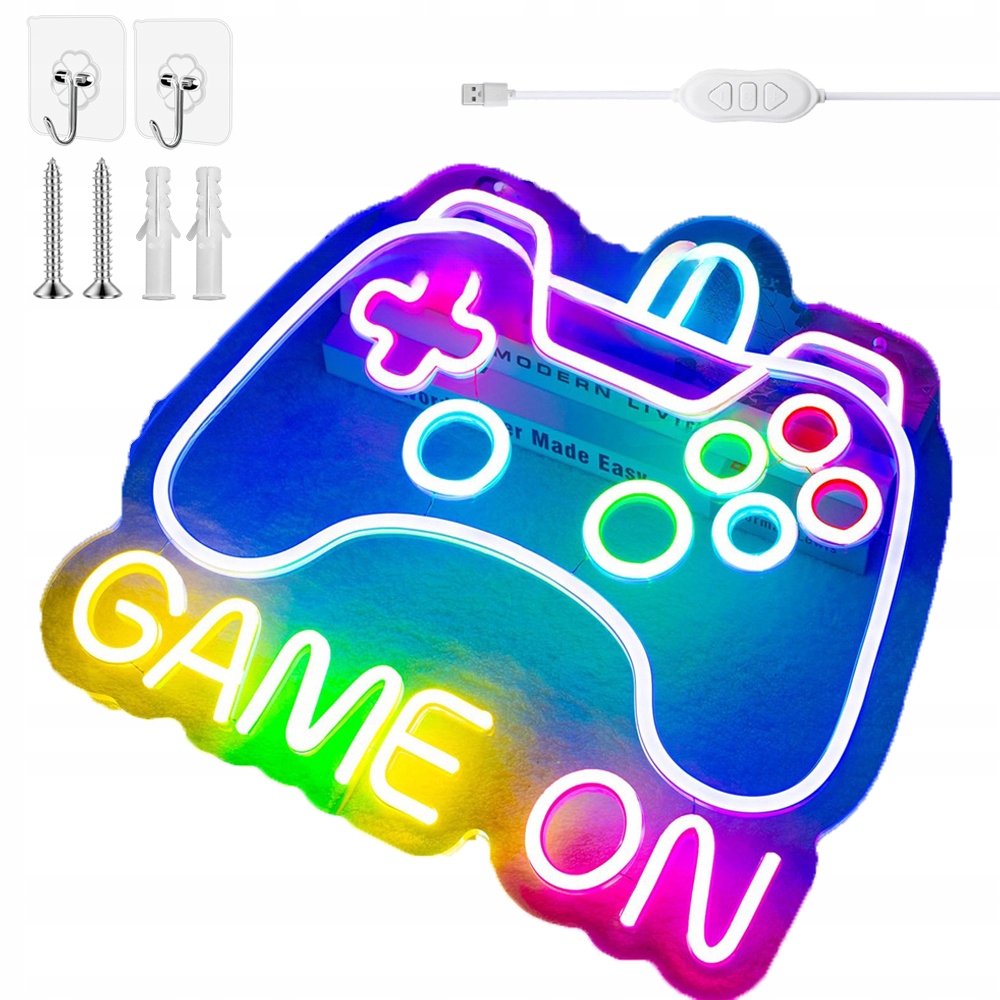 Neon Na Zeď Led Na Usb Noční Lampa Pad Game Gamepad Dekorace Gamera