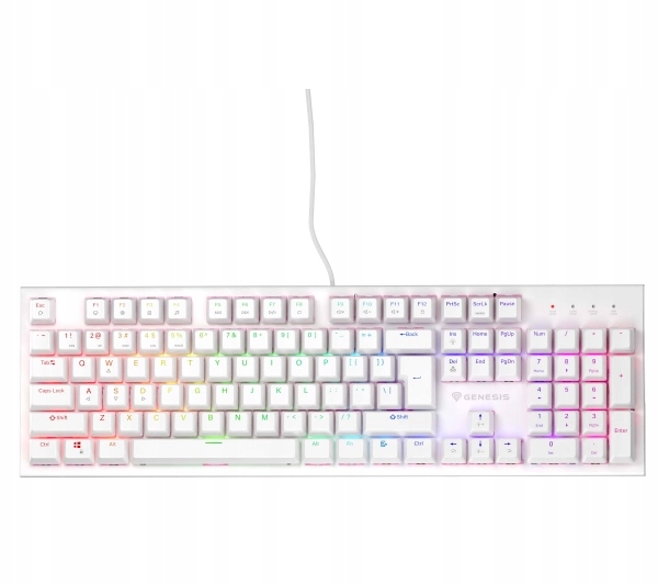 Klawiatura mechaniczna Genesis Thor 303 Rgb Outemu Peach Silent Biała