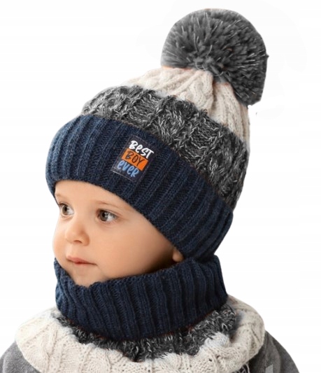 

46-50 Czapka ocieplana i Komin Komplet Zimowy