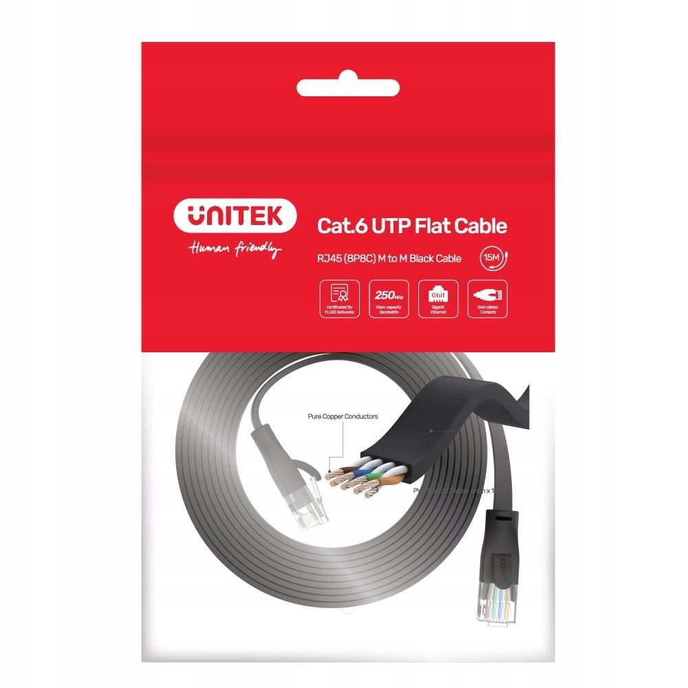 Unitek Przewód Ethernet Patchcord CAT.6 Płaski, 5M