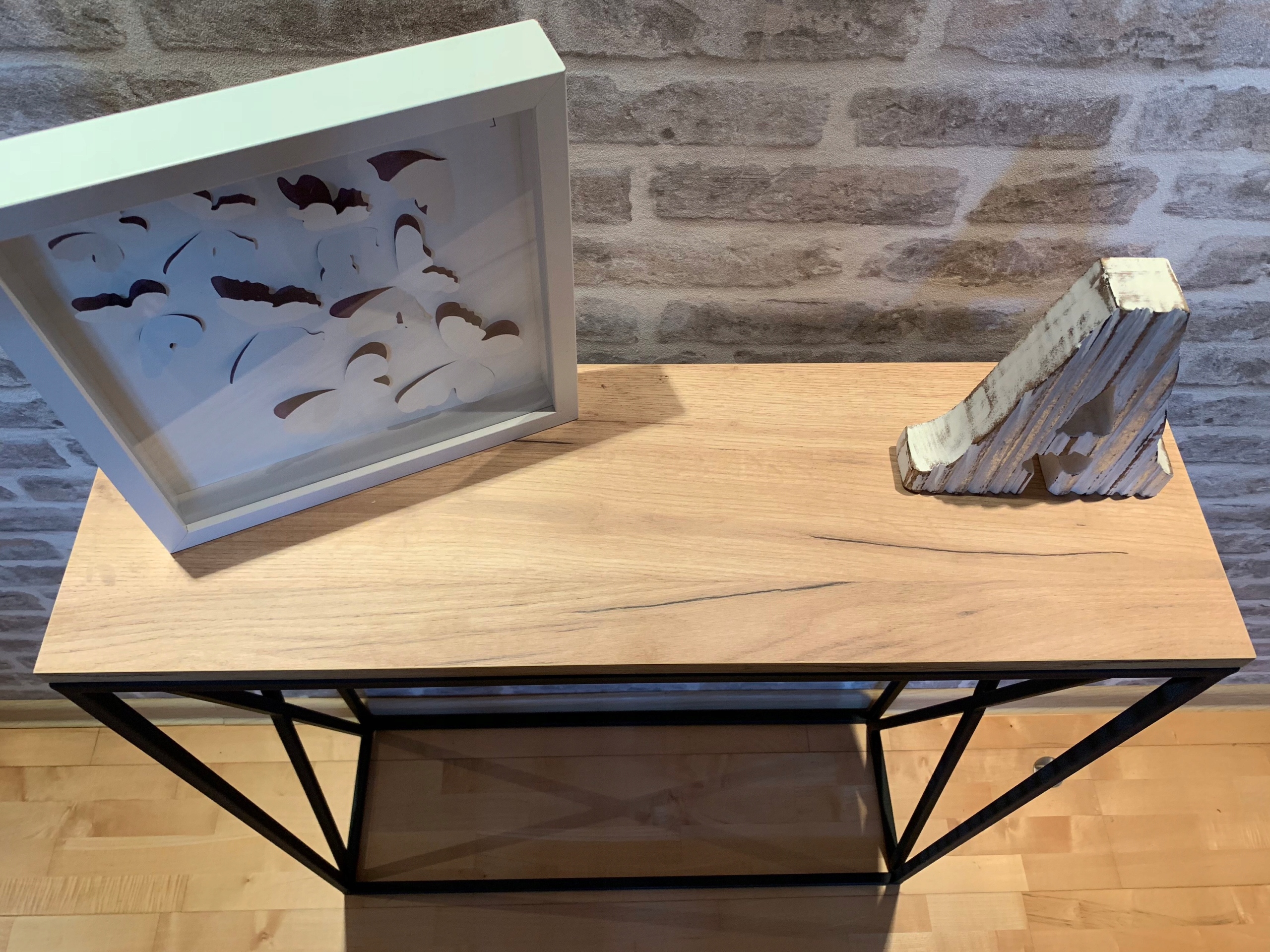 konsolka toaletka INDUSTRIALNA LOFT 80X25x90 DĄB CRAFT ZŁOTY z X po boakch Marka Stalweld