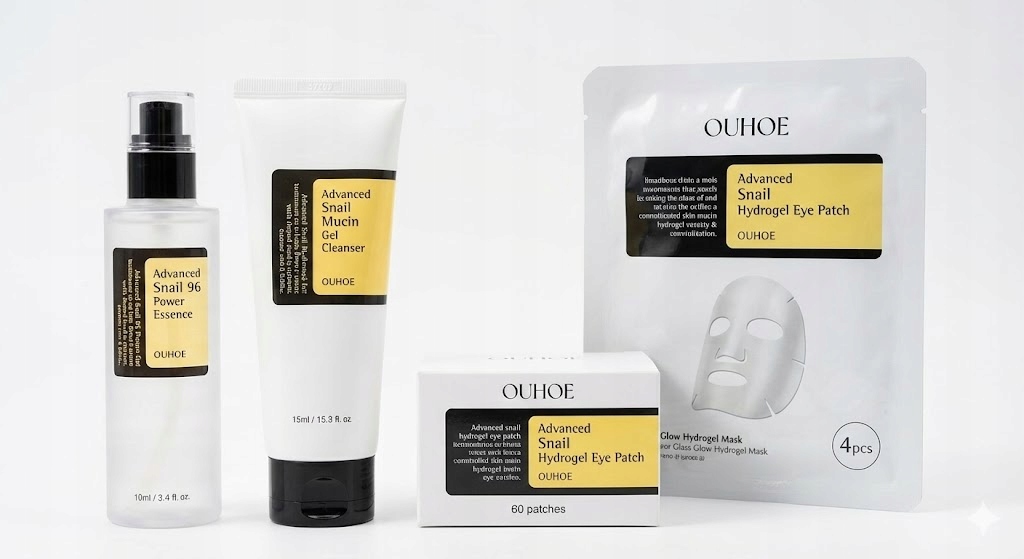 Sada hlemýždí sliz esence gel vločky masky 4ks kompletní kúra