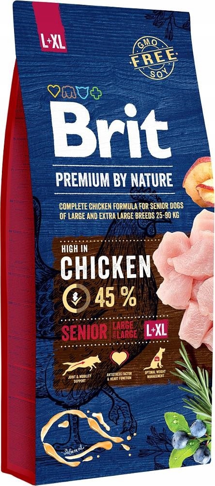 Levně Brit Premium By Nature Senior L-XL – suché krmivo s kuřecím masem pro staré psy