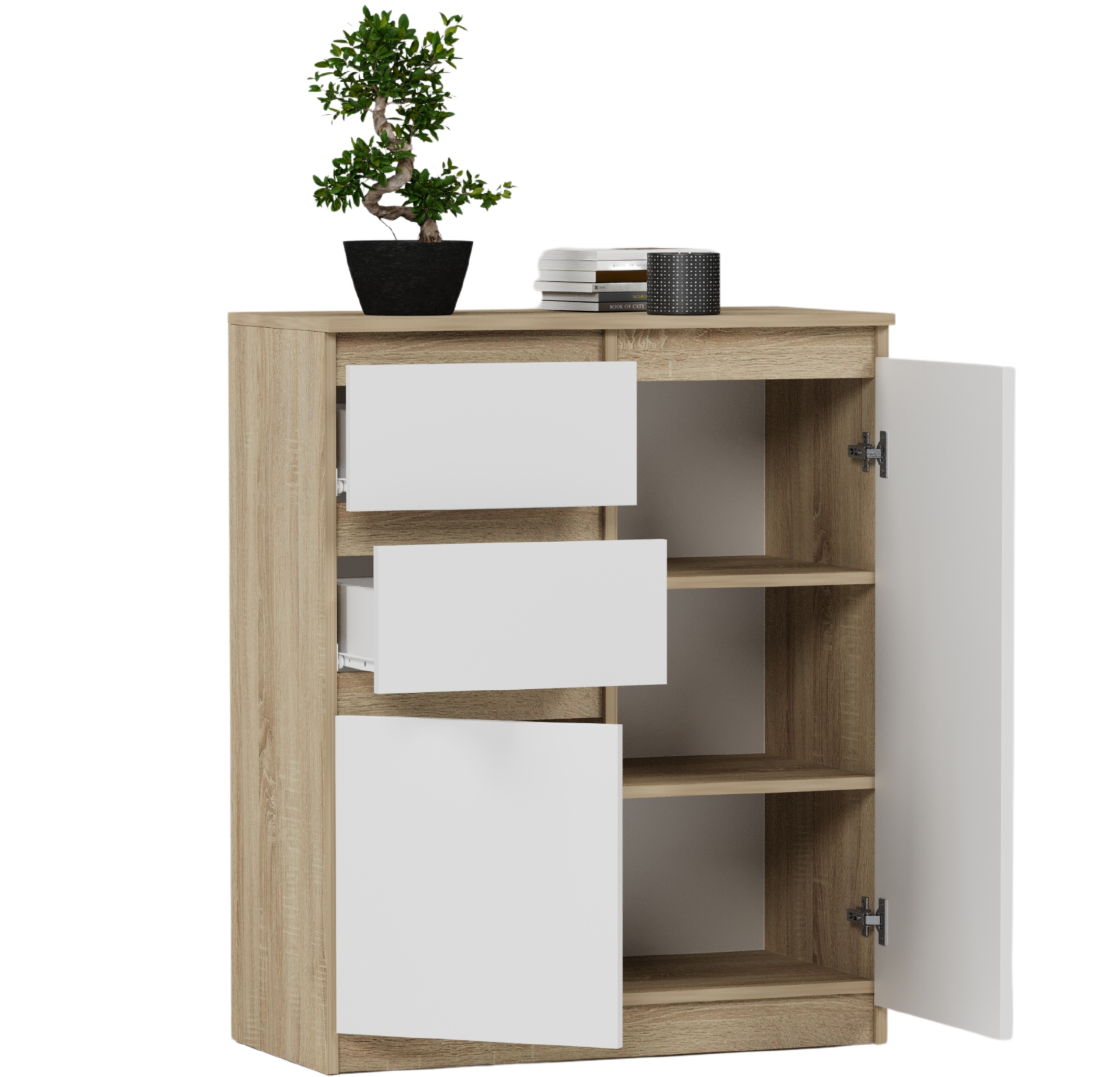 KOMODA 98CM SZAFKA 2 SZUFLADY SONOMA MIX