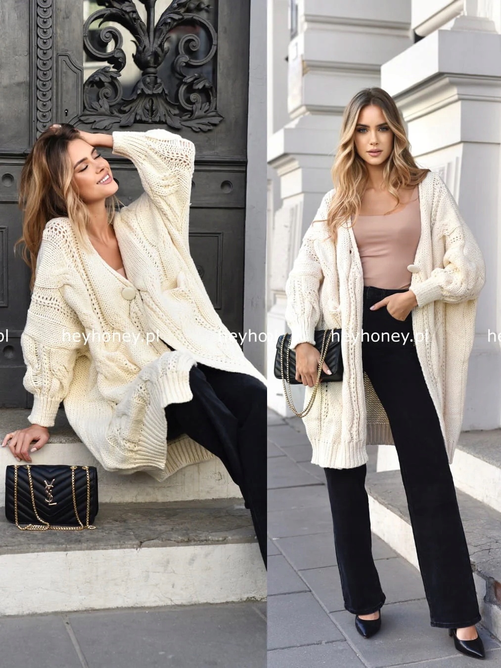 Ozdobně pletený kardigan Světle béžový Loren Univerzální