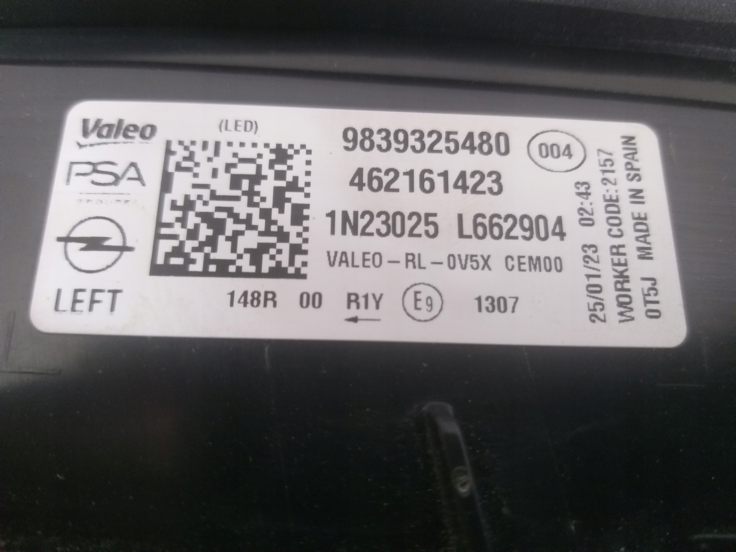LIGHT REAR PART LEFT OPEL ASTRA L VI 6 LED 462161423